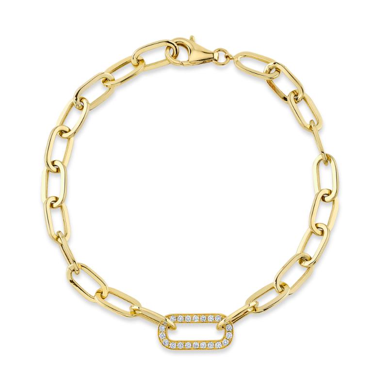 0.20CT 14K Y/G DIAMOND PAPER CLIP LINK BRACELET