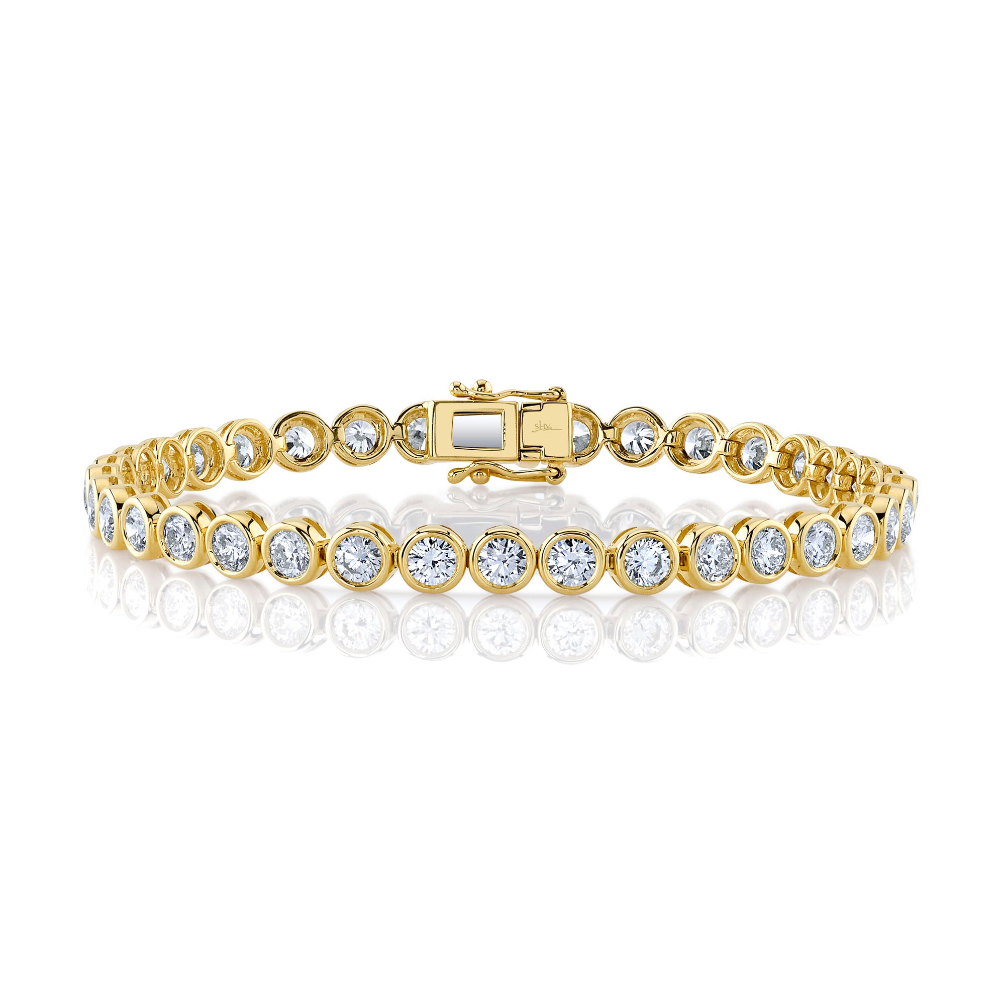 7.00CT 14K Y/G DIAMOND BEZEL TENNIS BRACELET
