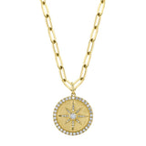 0.43CT 14K Y/G DIAMOND BEZEL STAR PAPER CLIP LINK MATTE NECKLACE