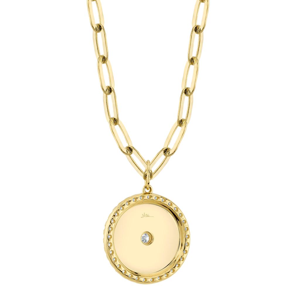 0.43CT 14K Y/G DIAMOND BEZEL STAR PAPER CLIP LINK MATTE NECKLACE
