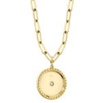 0.43CT 14K Y/G DIAMOND BEZEL STAR PAPER CLIP LINK MATTE NECKLACE