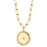 0.43CT 14K Y/G DIAMOND BEZEL STAR PAPER CLIP LINK MATTE NECKLACE
