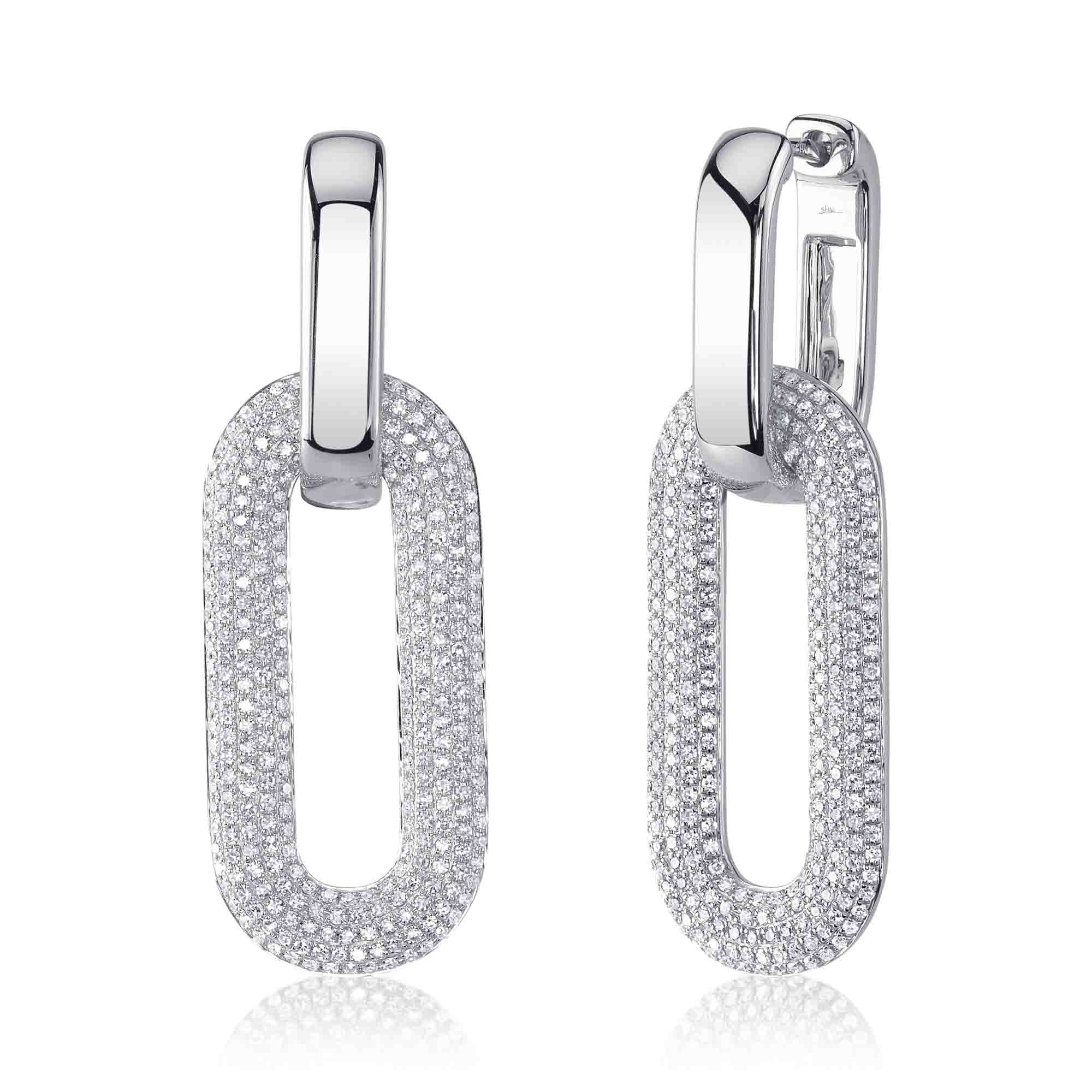 1.33CT 14K W/G DIAMOND PAVE OVAL EARRING