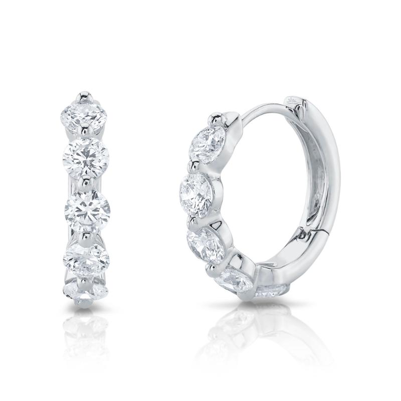 0.92CT 14K W/G DIAMOND HUGGIE EARRING