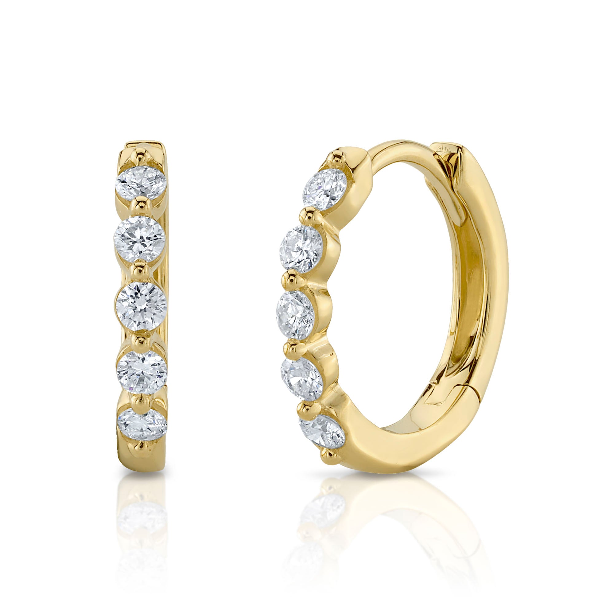 0.24CT 14K Y/G DIAMOND HUGGIE EARRING