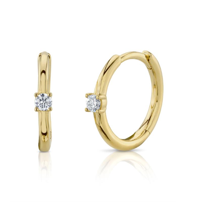 0.08CT 14K Y/G DIAMOND HUGGIE EARRING