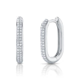 0.18CT 14K W/G DIAMOND OVAL HOOP EARRING