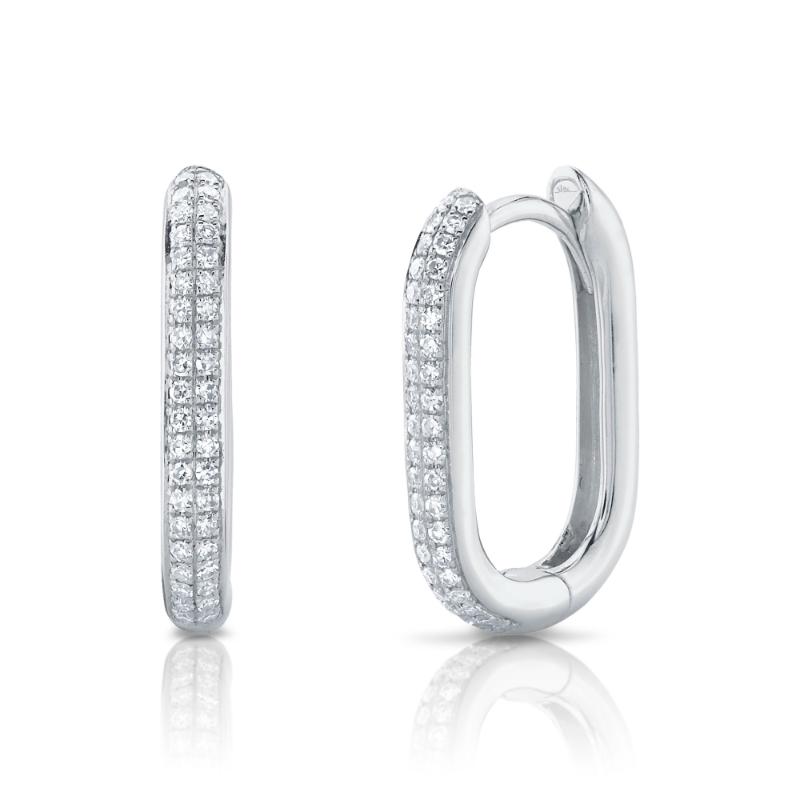 0.18CT 14K W/G DIAMOND OVAL HOOP EARRING