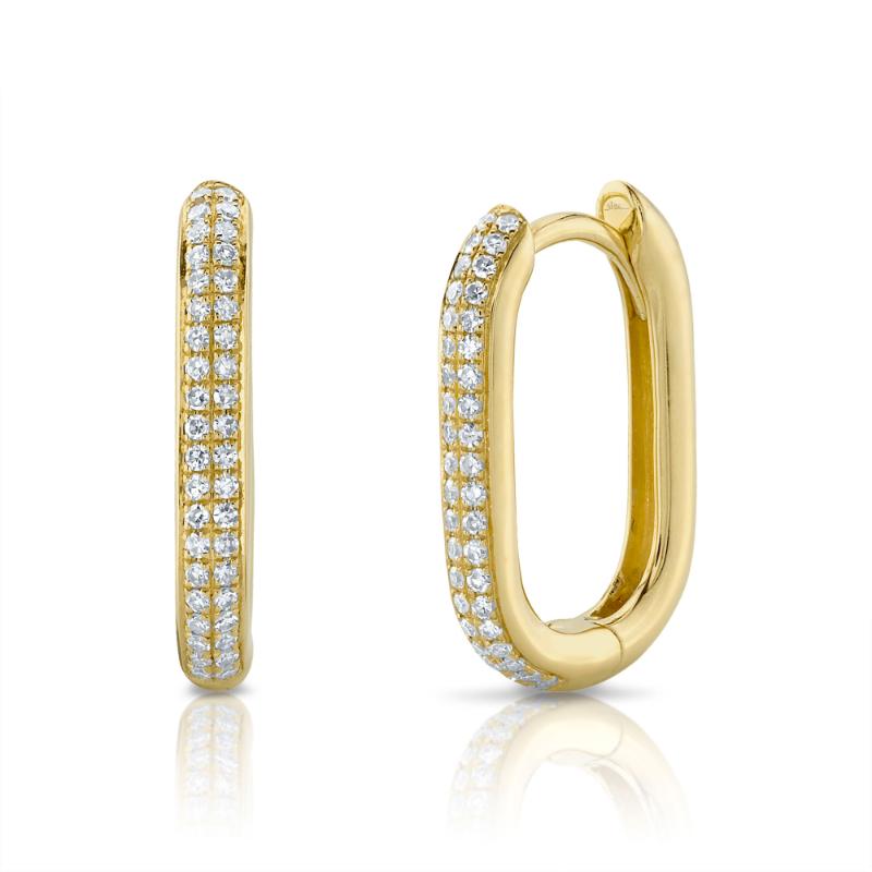 0.18CT 14K Y/G DIAMOND OVAL HOOP EARRING