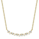 0.12CT 14K Y/G DIAMOND & CULTURED PEARL NECKLACE