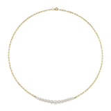 14K Y/G CULTURED PEARL PAPER CLIP LINK NECKLACE