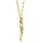 0.12CT DIAMOND & 0.54CT MOTHER OF PEARL 14K Y/G CLOVER PAPER CLIP LINK NECKLACE