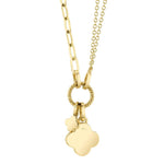 0.12CT DIAMOND & 0.54CT MOTHER OF PEARL 14K Y/G CLOVER PAPER CLIP LINK NECKLACE