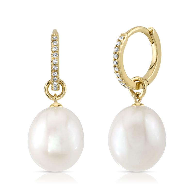 0.06CT 14K Y/G DIAMOND & CULTURED PEARL EARRING