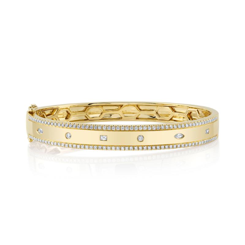 1.08CT 14K Y/G DIAMOND BAGUETTE MARQUISE BANGLE
