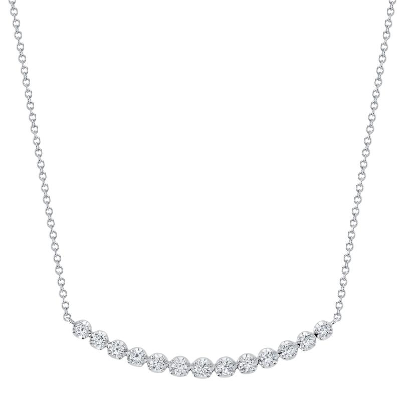 0.91CT 14K W/G DIAMOND CROWN SETTING NECKLACE