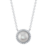 0.08CT 14K W/G DIAMOND & CULTURED PEARL NECKLACE