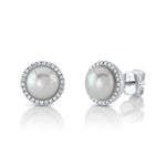 0.16CT 14K W/G DIAMOND & CULTURED PEARL STUD EARRING