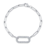 0.55CT 14K W/G DIAMOND PAVE PAPER CLIP LINK BRACELET