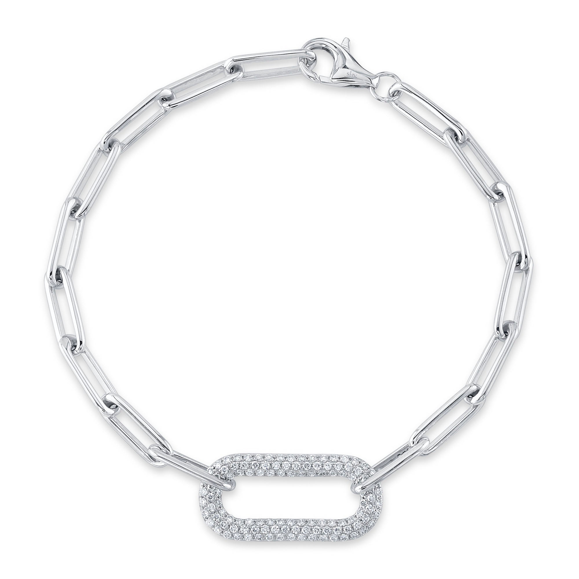 0.55CT 14K W/G DIAMOND PAVE PAPER CLIP LINK BRACELET