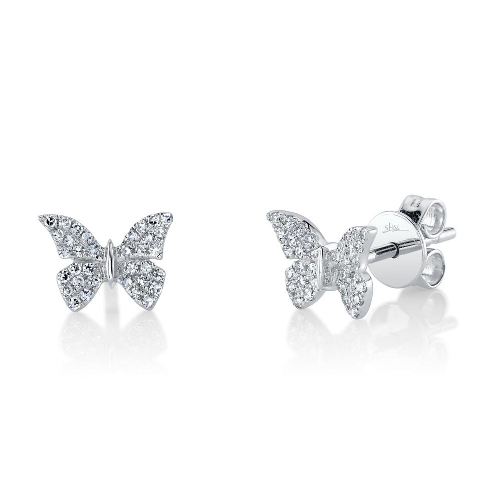 0.15CT 14K W/G DIAMOND BUTTERFLY STUD EARRING