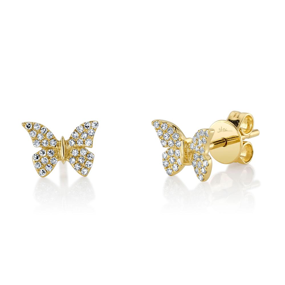 0.15CT 14K Y/G DIAMOND BUTTERFLY STUD EARRING