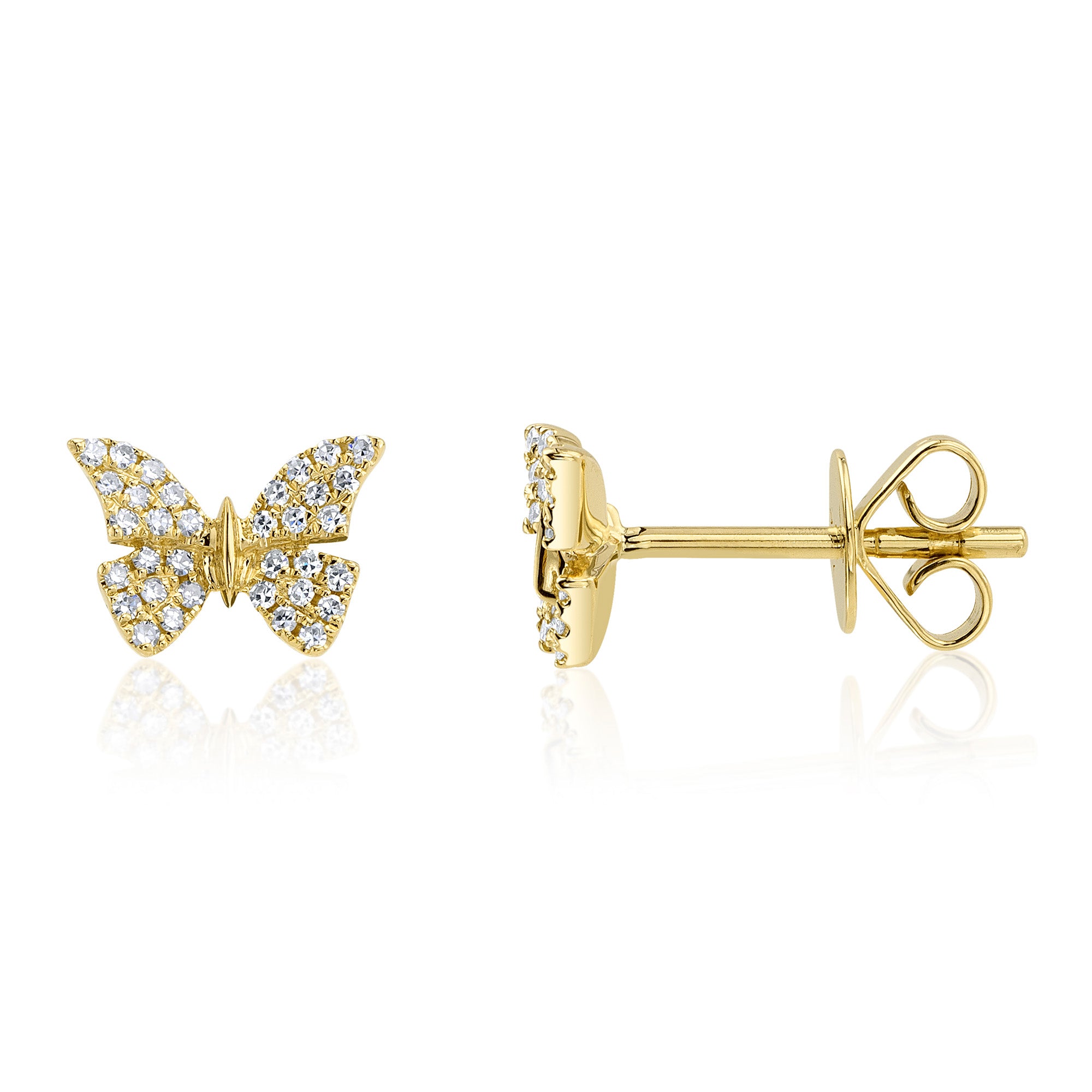 0.15CT 14K Y/G DIAMOND BUTTERFLY STUD EARRING