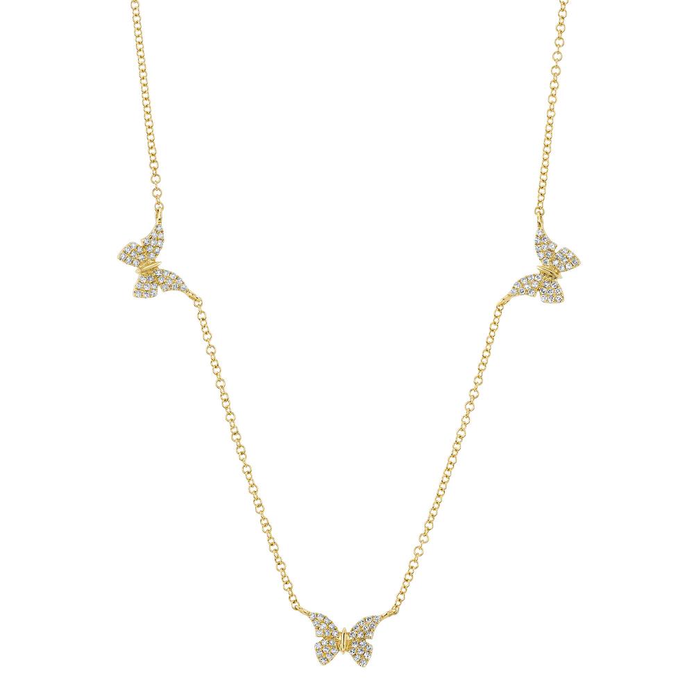 0.23CT 14K Y/G DIAMOND BUTTERFLY NECKLACE