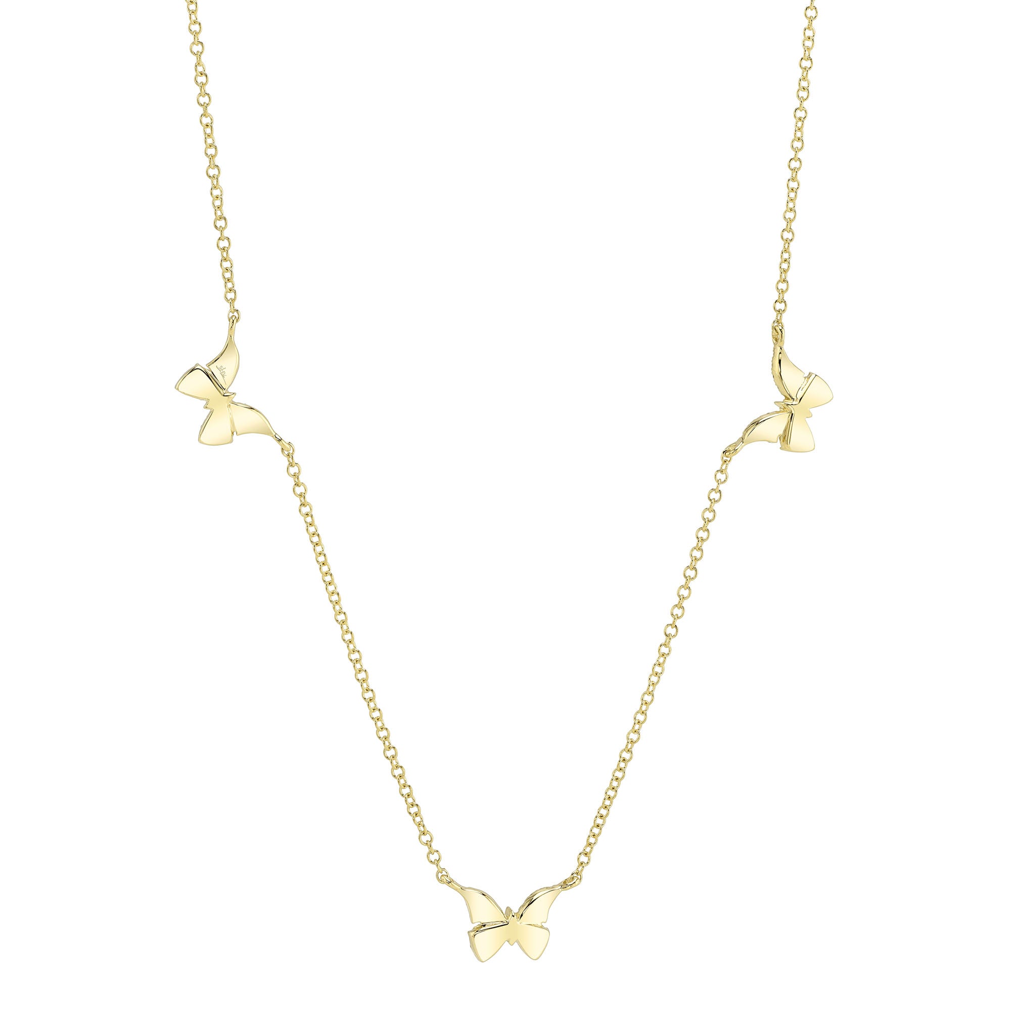 0.23CT 14K Y/G DIAMOND BUTTERFLY NECKLACE