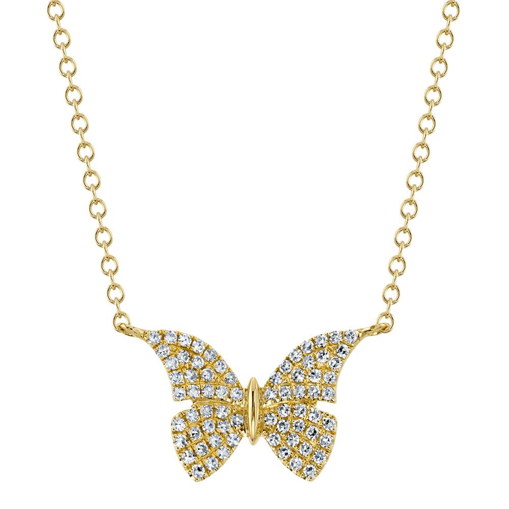 0.15CT 14K Y/G DIAMOND BUTTERFLY NECKLACE