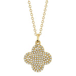 0.23CT 14K Y/G DIAMOND PAVE CLOVER NECKLACE