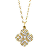 0.23CT 14K Y/G DIAMOND PAVE CLOVER NECKLACE