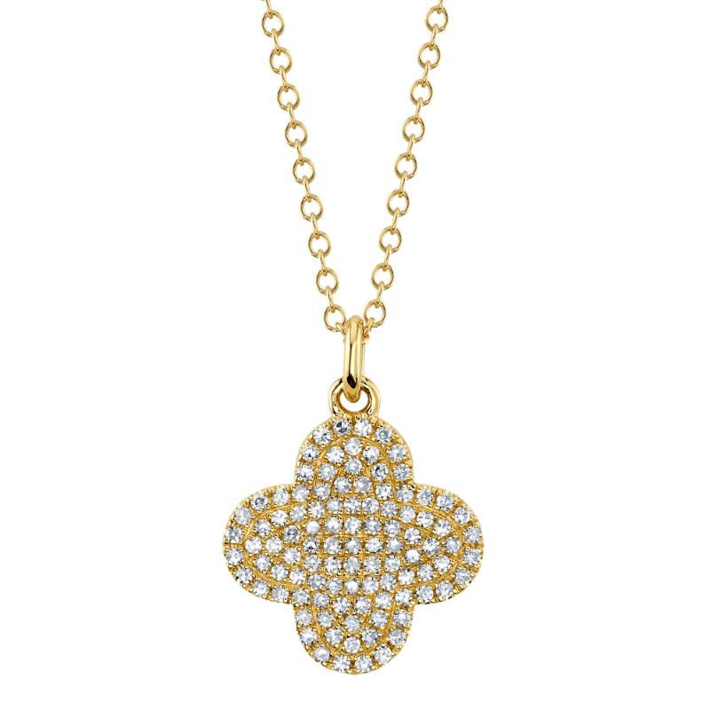 0.23CT 14K Y/G DIAMOND PAVE CLOVER NECKLACE