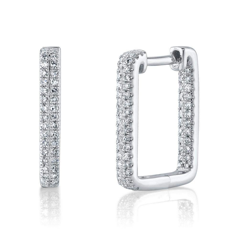 0.27CT 14K W/G DIAMOND RECTANGLE HOOP EARRING
