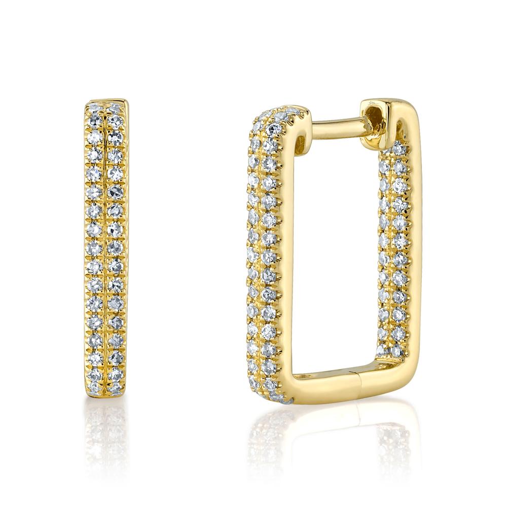 0.27CT 14K Y/G DIAMOND RECTANGLE HOOP EARRING