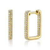 0.27CT 14K Y/G DIAMOND RECTANGLE HOOP EARRING