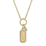 0.13CT 14K Y/G DIAMOND DOG TAG MATTE NECKLACE