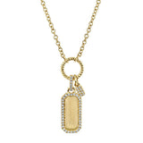 0.13CT 14K Y/G DIAMOND DOG TAG MATTE NECKLACE