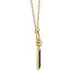 0.13CT DIAMOND & 0.60CT BLACK ONYX 14K Y/G DOG TAG NECKLACE