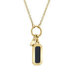 0.13CT DIAMOND & 0.60CT BLACK ONYX 14K Y/G DOG TAG NECKLACE