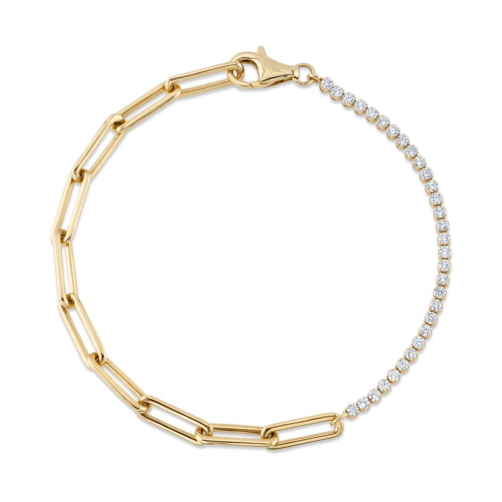 0.66CT 14K Y/G DIAMOND PAPER CLIP LINK BRACELET