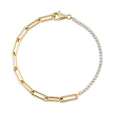 0.66CT 14K Y/G DIAMOND PAPER CLIP LINK BRACELET