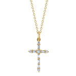 0.15CT 14K Y/G DIAMOND BAGUETTE CROSS NECKLACE