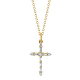 0.15CT 14K Y/G DIAMOND BAGUETTE CROSS NECKLACE