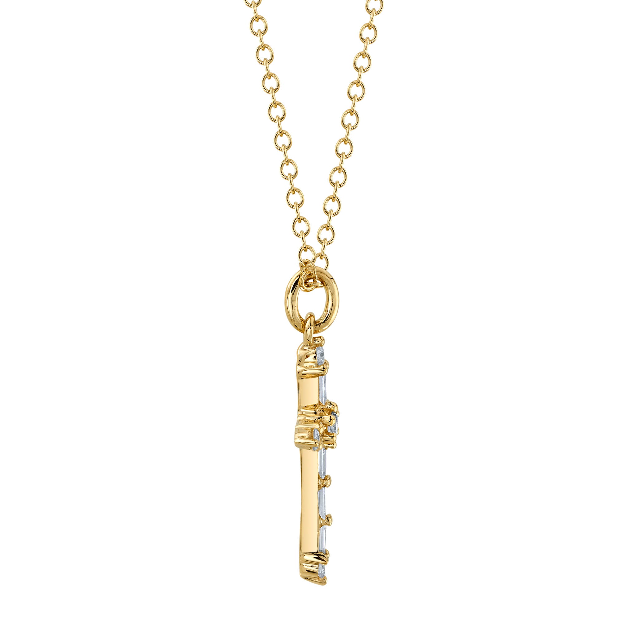 0.15CT 14K Y/G DIAMOND BAGUETTE CROSS NECKLACE