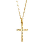 0.15CT 14K Y/G DIAMOND BAGUETTE CROSS NECKLACE