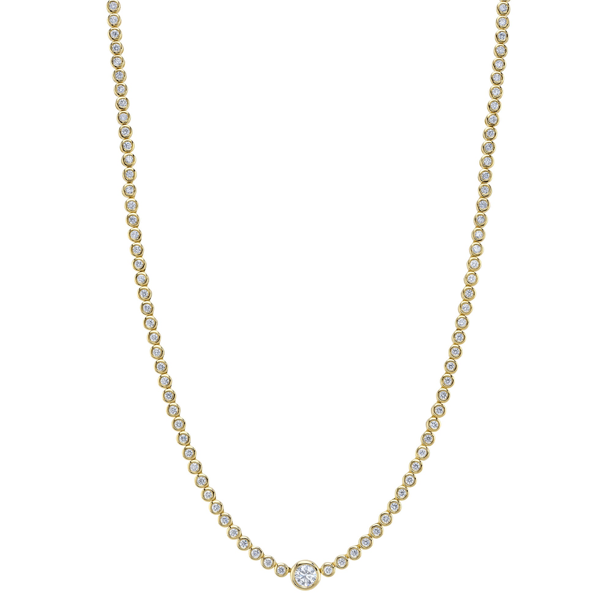 2.89CT 14K Y/G DIAMOND BEZEL TENNIS NECKLACE