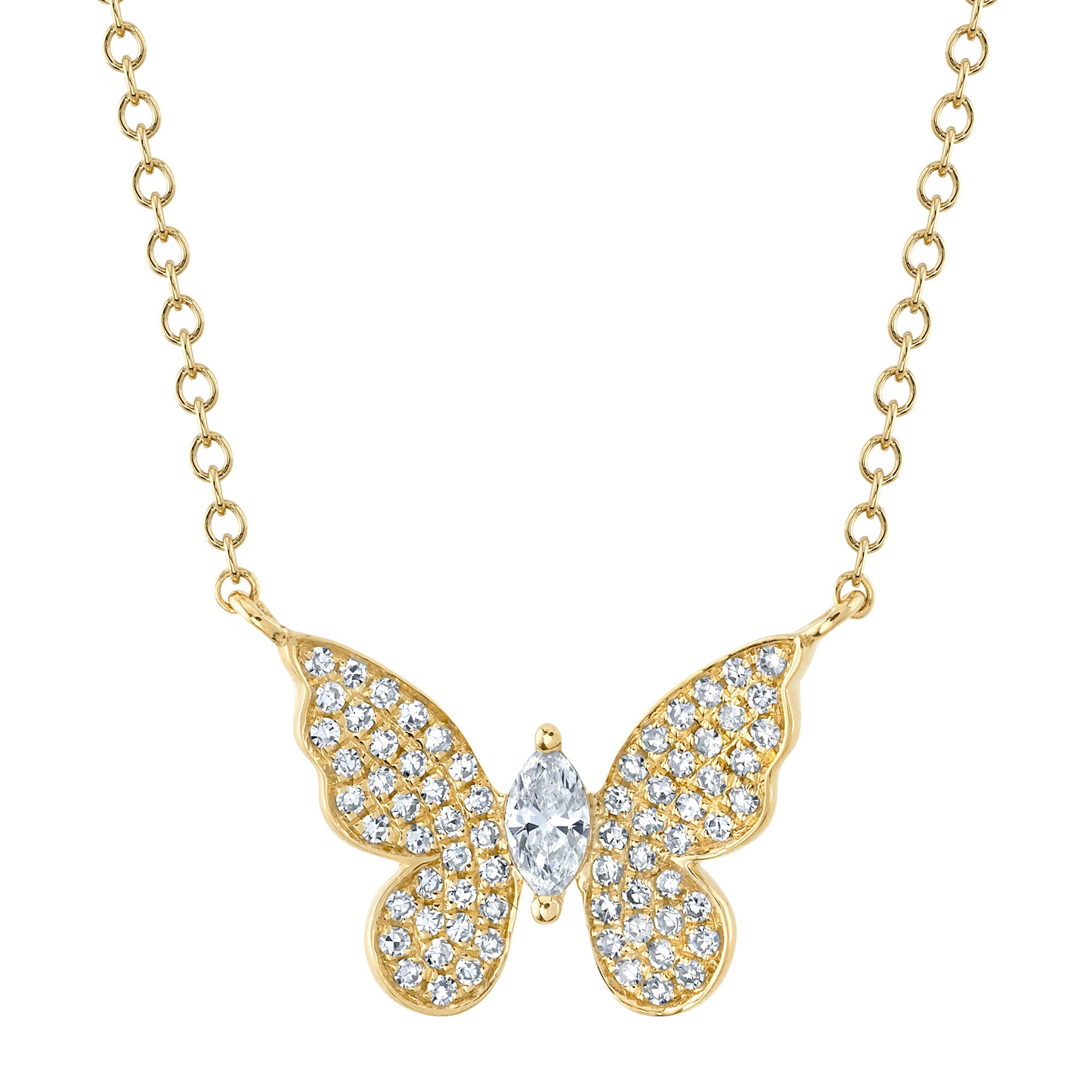 0.23CT 14K Y/G DIAMOND MARQUISE BUTTERFLY NECKLACE
