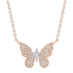 0.23CT 14K R/G DIAMOND MARQUISE BUTTERFLY NECKLACE