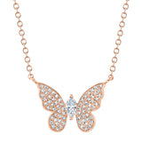 0.23CT 14K R/G DIAMOND MARQUISE BUTTERFLY NECKLACE